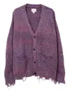 Kamiya Frayed Cardigan In Purple