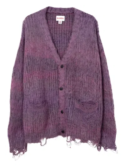 Kamiya Frayed Cardigan In Purple