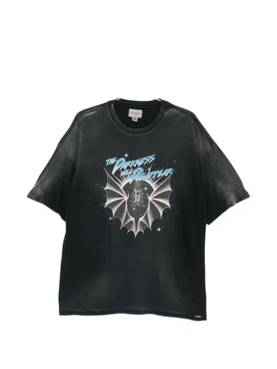 Kamiya Graphic-print Faded-effect T-shirt In Black