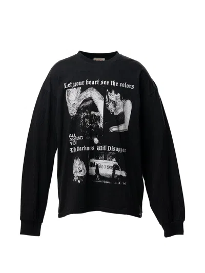 Kamiya Graphic-print Long-sleeve T-shirt In Black