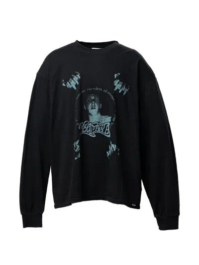 Kamiya Graphic-print Long-sleeve T-shirt In Black