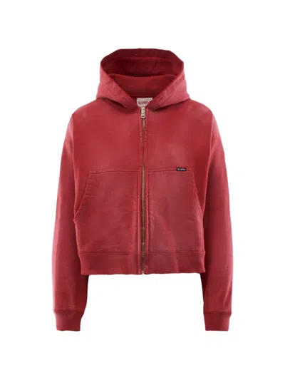 Kamiya Kmy-rose Distressed Zip Hoodie In Red