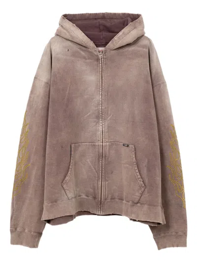 Kamiya Rope Bleached Zip-up Hoodie In Brown