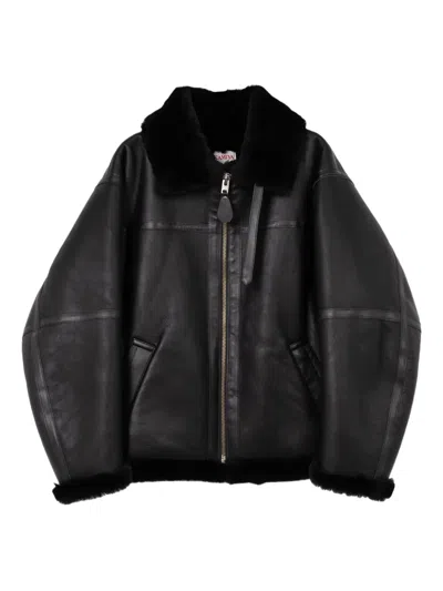 Kamiya Shearling-collar Leather Jacket In Black