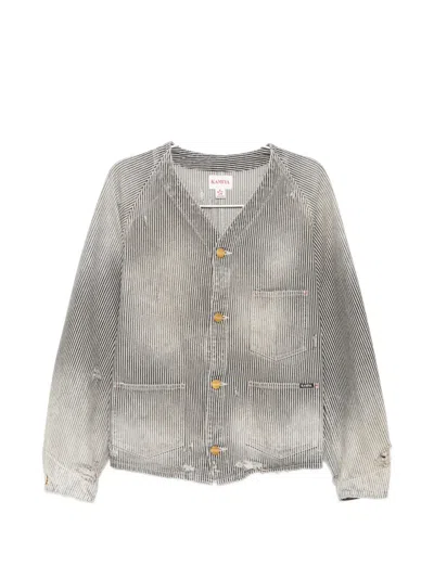 Kamiya Striped Denim Jacket In Gray