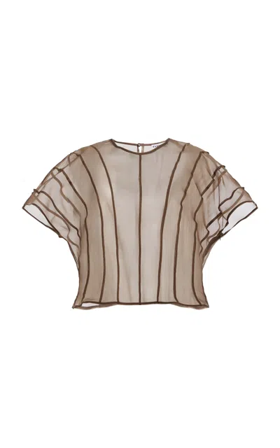 Kamperett Anemoia Silk Organza Blouse In Brown
