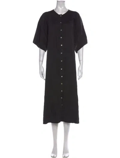 Pre-owned Kamperett Crew Neck Midi Length Dress In Black