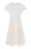 Kamperett Exclusive Anemoia Silk Organza Midi Dress In White