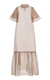 Kamperett Exclusive Barre Silk Organza Maxi Dress In Brown