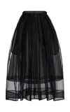 Kamperett Exclusive Brise Silk Organza Midi Skirt In Black