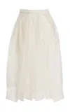 Kamperett Exclusive Brise Silk Organza Midi Skirt In White