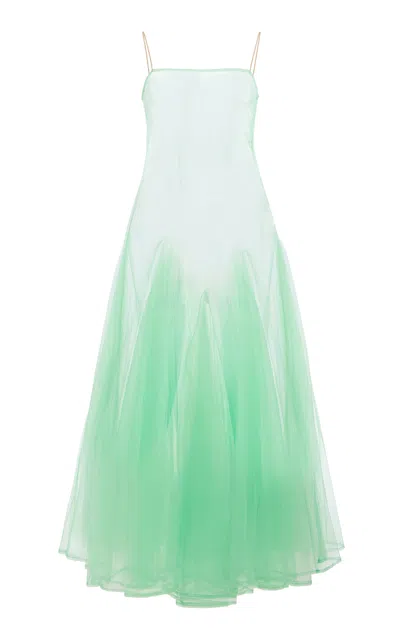 Kamperett Exclusive Camille Sheer Tulle Midi Dress In Green
