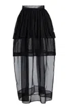Kamperett Exclusive Canna Silk Organza Midi Skirt In Black