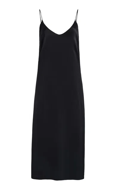 Kamperett Exclusive Sade Silk Charmeuse Midi Dress In Black