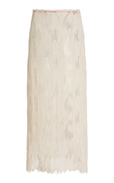 Kamperett Isabella Wool-cotton Lace Maxi Skirt In Ivory