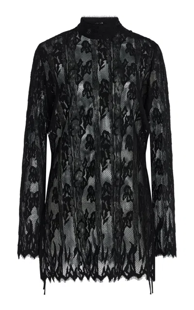 Kamperett Isabella Wool-cotton Lace Tunic Top In Black