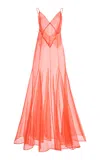 Kamperett Lalique Silk Organza Gown In Red