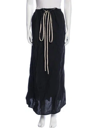 Pre-owned Kamperett Linen Midi Length Dress In Black