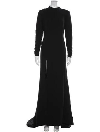 Pre-owned Kamperett Mock Neck Long Dress In Black