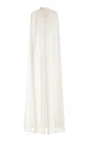 Kamperett Silk Chiffon Choker Cape In Ivory