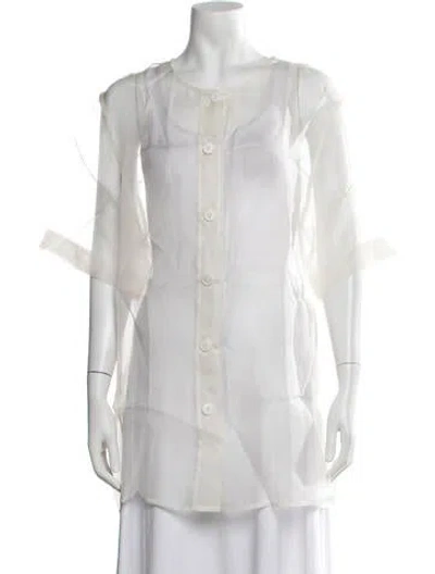 Pre-owned Kamperett Silk Crew Neck Top W/ Tags In White
