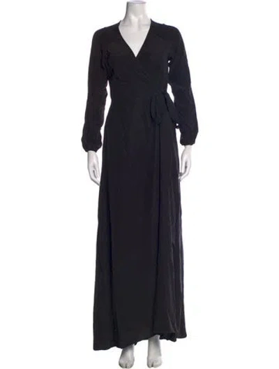 Pre-owned Kamperett Silk Long Dress In Black