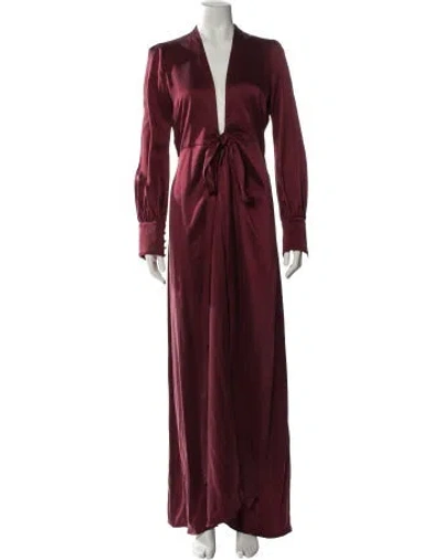 Pre-owned Kamperett Silk Long Dress In Burgundy