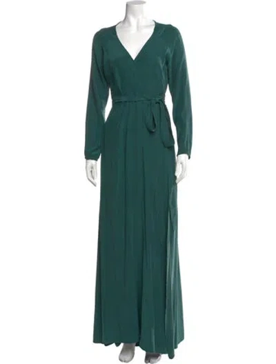 Pre-owned Kamperett Silk Long Dress In Green