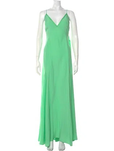 Pre-owned Kamperett Silk Long Dress In Green