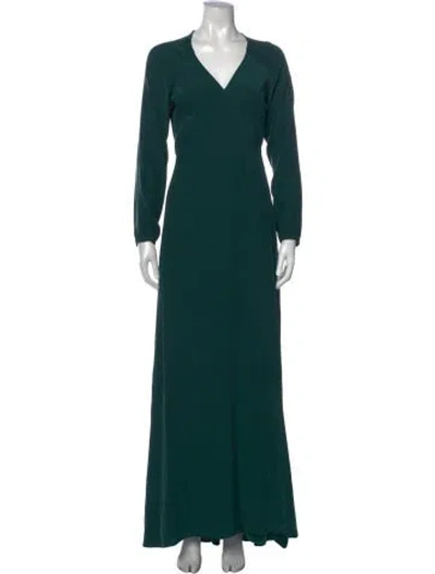 Pre-owned Kamperett Silk Long Dress In Green