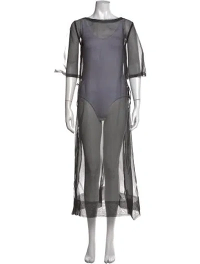 Pre-owned Kamperett Silk Long Dress In Grey