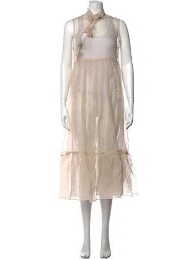 Pre-owned Kamperett Silk Long Dress In Neutrals