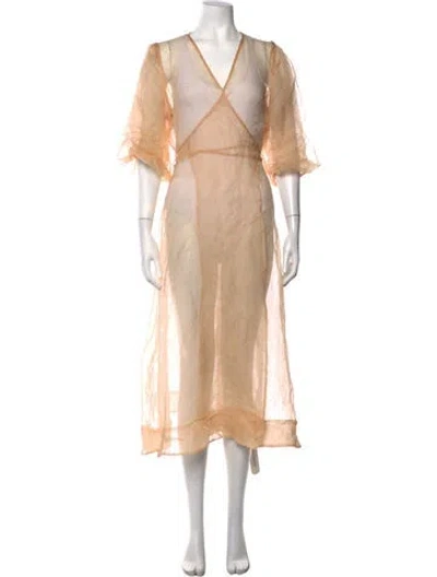 Pre-owned Kamperett Silk Long Dress In Neutrals