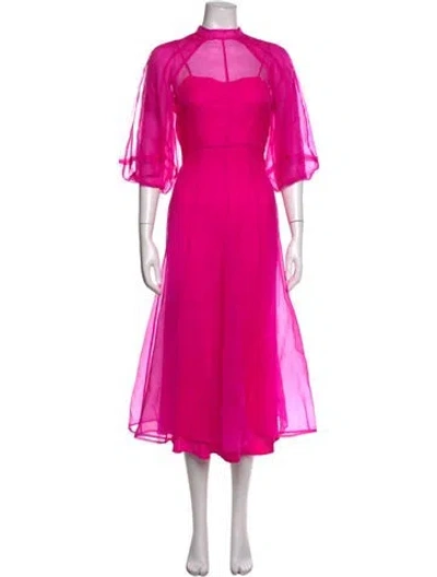 Pre-owned Kamperett Silk Midi Length Dress In Pink