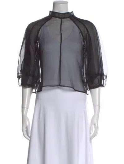 Pre-owned Kamperett Silk Short Sleeve Blouse In Gray