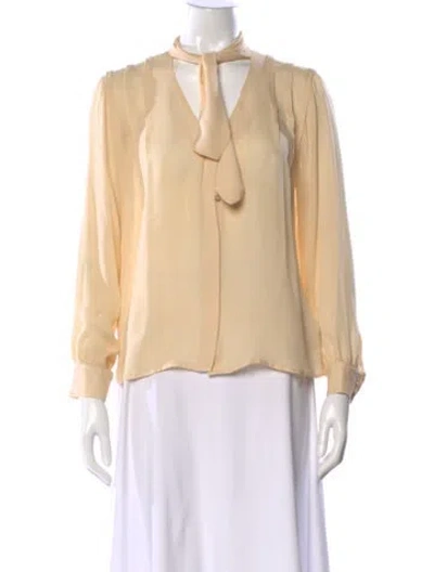 Pre-owned Kamperett Silk Tie Neck Blouse In Neutral