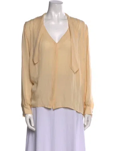 Pre-owned Kamperett Silk V-neck Blouse In Neutral