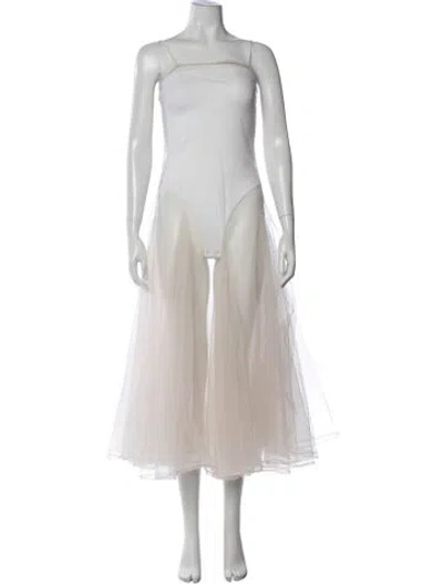 Pre-owned Kamperett Square Neckline Long Dress In Neutrals