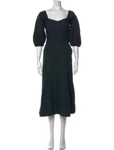 Pre-owned Kamperett Square Neckline Midi Length Dress In Black