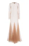 Kamperett Violette Tulle Maxi Sheath Dress In Taupe