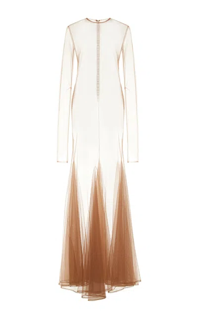 Kamperett Violette Tulle Sheath Dress In Nude