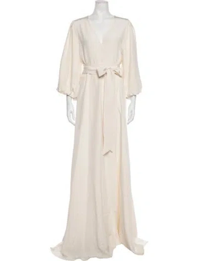 Pre-owned Kamperett V-neck Long Dress In Neutrals