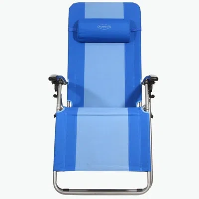 Kamp-rite Outdoor Folding Reclining Zero Gravity Chair W/ Headrest Pillow In Blue