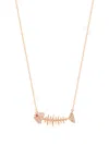Kamushki 18k Rose Gold Wishbone Side Diamond And Sapphire Necklace In Pink