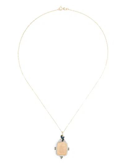Kamushki 18k Yellow Gold Ayut Al Kursi Emerald And Diamond Necklace