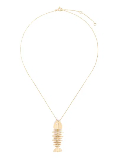 KAMUSHKI 18K YELLOW GOLD WISHBONE DIAMOND NECKLACE