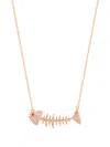 Kamushki 18k Rose Gold Wishbone Side Diamond And Sapphire Necklace In Pink