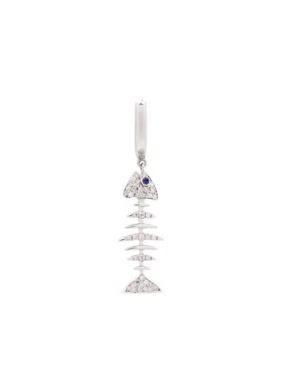 Kamushki 18kt White Gold Fish Diamond And Sapphire Earring