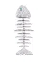 Kamushki 18k White Gold Wishbone Diamond And Emerald Pendant Necklace In Silver