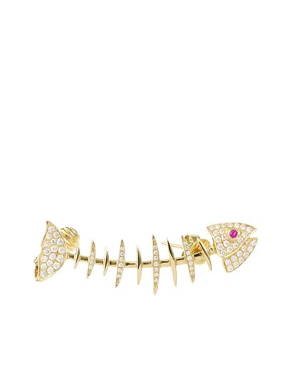 KAMUSHKI 18KT ROSE GOLD WISHBONE RUBY EAR CUFF